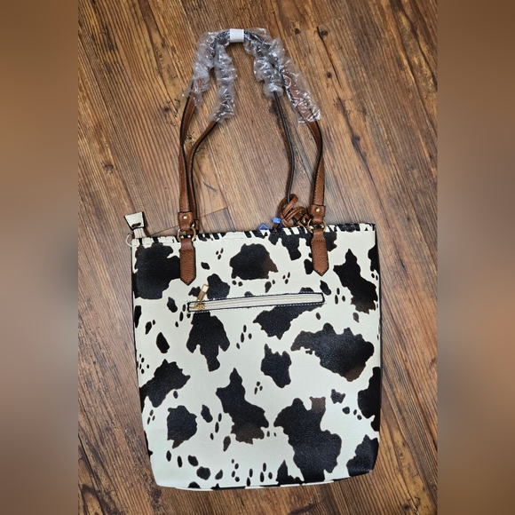 cowprint handbag nwt62$ DS Bags textured beautiful western boho cute farm - Picture 2 of 16